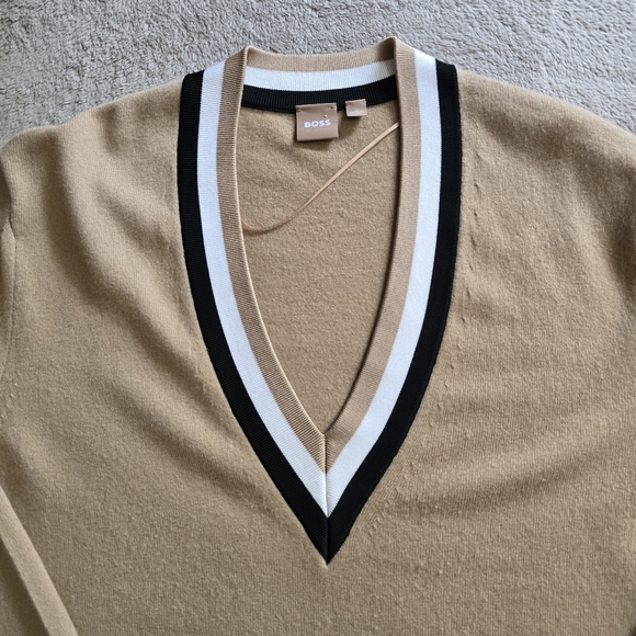 Boss Felipina Wool Blend V Neck Sweater Size Medium - Picture 5 of 13